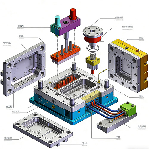 Moldagem de caixa elétrica de plástico por injeção